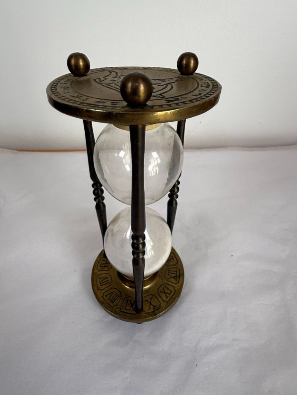 Brass Hourglass Sand Timer Zodiac Roman Numeral Gothic Astrology Curiosity Cabin - Picture 3 of 8